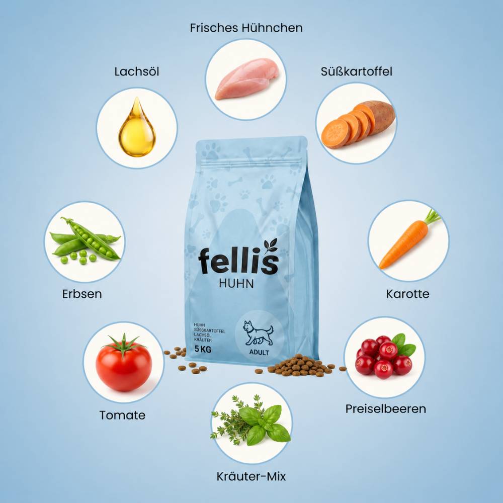 Fellis Adult Hundefutter – getreidefrei, hoher Fleischanteil