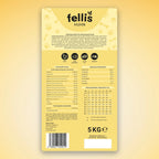 Fellis Junior Hundefutter Rückseite – Zusammensetzung, analytische Bestandteile und Fütterungstabelle für Welpen